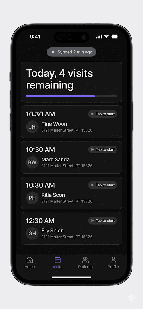 Cross-platform mobile app for healthcare - screenshot