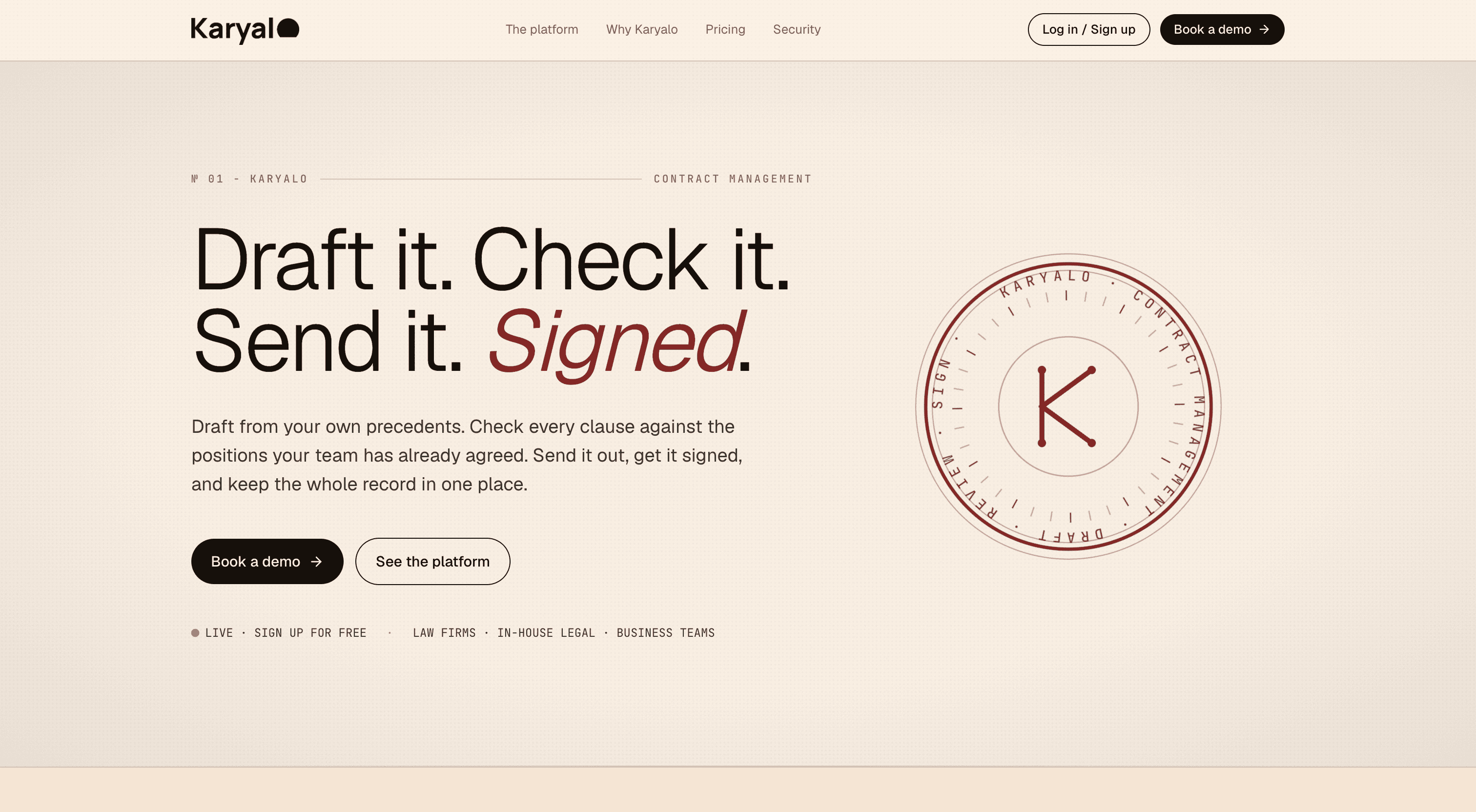 Karyalo - contract drafting, review and signature - screenshot