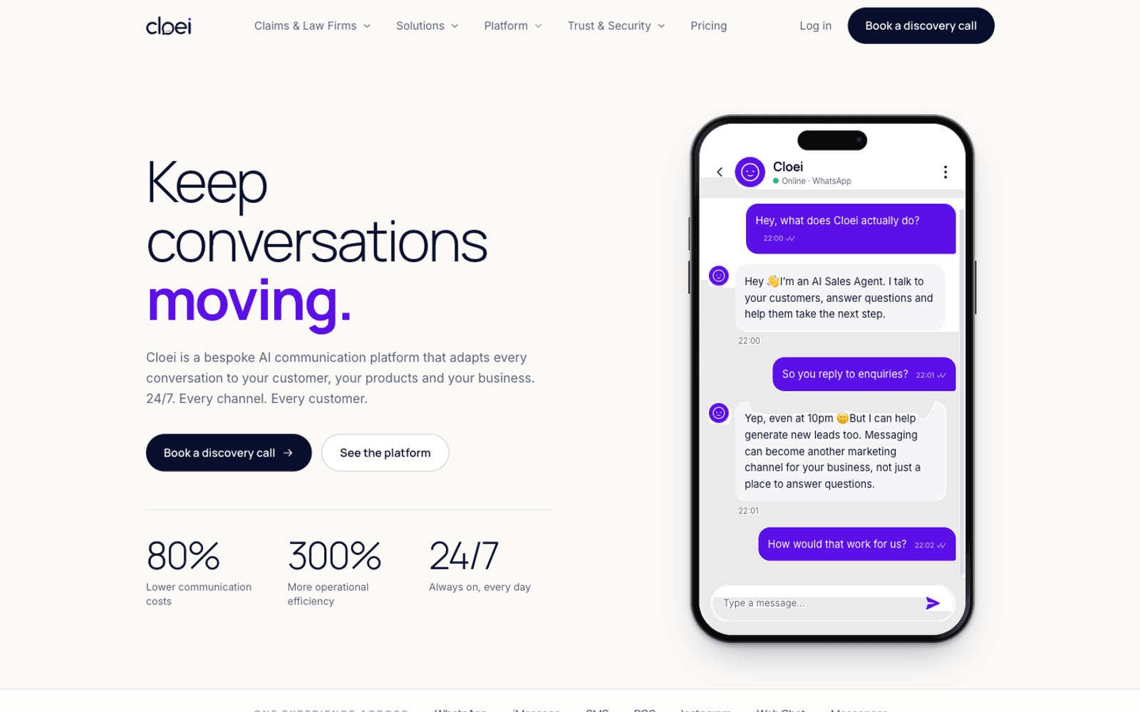 Cloei - An AI agent that answers every enquiry in seconds, on whichever channel it arrives